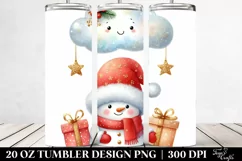 Snowman with Santa Hat Clipart, Transparent 20 Oz Tumbler Product Image 2
