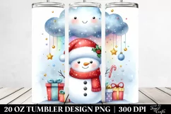 Snowman with Santa Hat Clipart, Transparent 20 Oz Tumbler Product Image 2