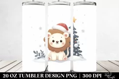 Cute Baby Lion by Christmas Tree Clipart Product Image 2