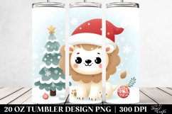 Cute Baby Lion by Christmas Tree Clipart Product Image 2