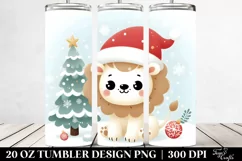 Cute Baby Lion by Christmas Tree Clipart Product Image 2
