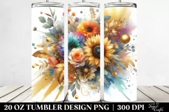 Abstract Colorful Bouquet Gold Foil Sunflower 20 oz Tumbler Product Image 2
