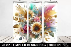 Abstract Colorful Bouquet Gold Foil Sunflower 20 oz Tumbler Product Image 2