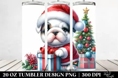 Expressive Bulldog with Santa Hat PNG Product Image 2