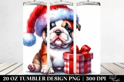 Expressive Bulldog with Santa Hat PNG Product Image 2