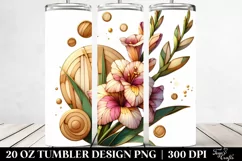 Wooden Stained Gladiolus Shiny Golden 20 oz Tumbler Product Image 2