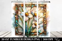 Abstract Stained Narcissus, Transparent 20 Oz Tumbler Product Image 2