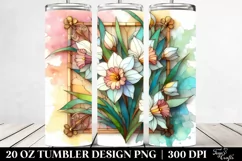 Abstract Stained Narcissus, Transparent 20 Oz Tumbler Product Image 2