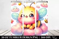 Smiling Baby Bee on Cloud | 20 Oz Tumbler. Product Image 2
