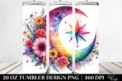 Vibrant Half Moon with Stars 20 Oz Tumbler Product Image 2