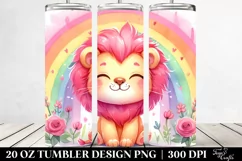 Smiling Baby Lion with Rainbow | 20 Oz Tumbler. Product Image 2