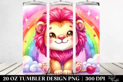 Smiling Baby Lion with Rainbow | 20 Oz Tumbler. Product Image 2