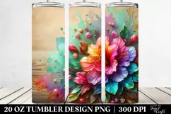 Colorful Rhododendron Wooden Background | 20 oz Tumbler Product Image 2