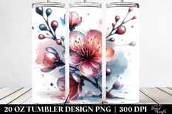 20 Oz Tumbler Sublimation | Cherry Blossom Watercolor Product Image 2