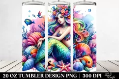 Watercolor Vibrant Mermaid Sitting Funny | 20 oz Tumbler Product Image 2