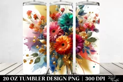 Abstract Vibrant Bouquet Gold Foil Colorful Gerbera 20 oz Product Image 2