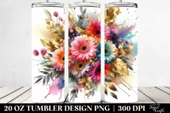 Abstract Vibrant Bouquet Gold Foil Colorful Gerbera 20 oz Product Image 2