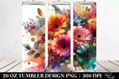 Abstract Vibrant Bouquet Gold Foil Colorful Gerbera 20 oz Product Image 2