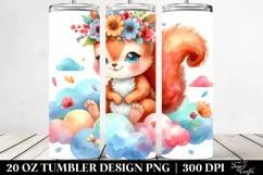 Colorful Baby Squirrel in Clouds | 20 Oz Tumbler. Product Image 2