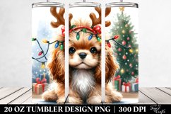 Cocker Spaniel with Reindeer Horns, PNG Product Image 2