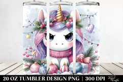 Cute Unicorn with Christmas Decor Clipart 20 Oz Tumbler Product Image 2