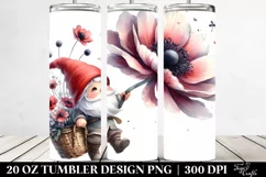 cute Gnome with Anemone | 20 Oz Tumbler. Product Image 2