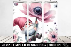 cute Gnome with Anemone | 20 Oz Tumbler. Product Image 2