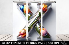 Shiny Silver Tulip Monogram | 20 Oz Tumbler Product Image 2