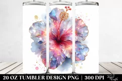 20 Oz Tumbler Sublimation | Shiny Hibiscus with Golden Foil Product Image 2