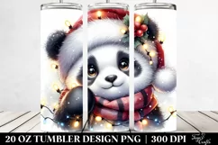 Cute Panda in Christmas Lights, 20 Oz Tumbler Product Image 2