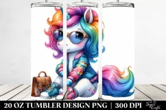 Cute Unicorn with Expressive Face 20 Oz Tumbler Product Image 2
