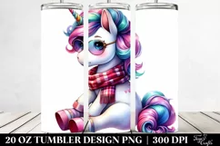 Cute Unicorn with Expressive Face 20 Oz Tumbler Product Image 2