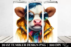 Baby Cow Playing with Raincoat | 20 oz Tumbler Product Image 2