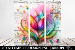 20 Oz Tumbler Sublimation | Tulip on Wooden Background Product Image 2