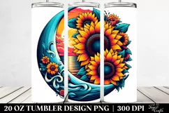 Retro Half Moon with Sunflowers 20 Oz Tumbler Product Image 2
