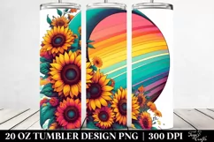 Retro Half Moon with Sunflowers 20 Oz Tumbler Product Image 2