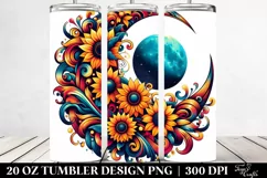 Retro Half Moon with Sunflowers 20 Oz Tumbler Product Image 2