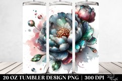 20 Oz Tumbler Sublimation | Peonies Watercolor Splash Product Image 2
