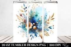 20 Oz Tumbler Sublimation | Colorful Blue Watercolor Splash Product Image 2