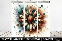 Watercolor Splash Stained Daisy | 20 Oz Tumbler Product Image 2