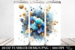20 Oz Tumbler Sublimation | Colorful Blue Watercolor Splash Product Image 2