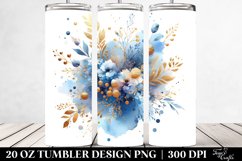 20 Oz Tumbler Sublimation | Colorful Blue Watercolor Splash Product Image 2