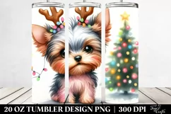 Yorkshire Terrier with Reindeer Horns, PNG Product Image 2