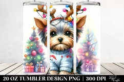 Yorkshire Terrier with Reindeer Horns, PNG Product Image 2