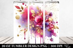 20 Oz Tumbler Sublimation | Glossy Watercolor Primrose with Product Image 2