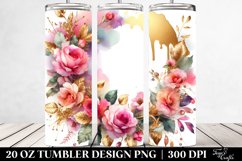 Abstract Horizontal Frame Pink Roses | 20 Oz Tumbler Product Image 2