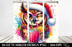 Winking Owl with Santa Hat | 20 oz Tumbler Product Image 2