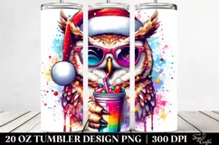 Winking Owl with Santa Hat | 20 oz Tumbler Product Image 2