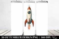 Retro Vintage Rocket Clipart 20 Oz Tumbler Product Image 2