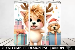 Golden Retriever with Reindeer Horns, PNG Product Image 2